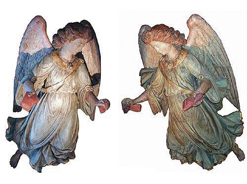 An Exquisite Pair of 18th Century Duomo Polychrome and Parcel-Giltwood Angels No. 2072 An Exquisite Pair of 18th Century Duomo Polychrome and Parcel-Giltwood Angels No. 2072