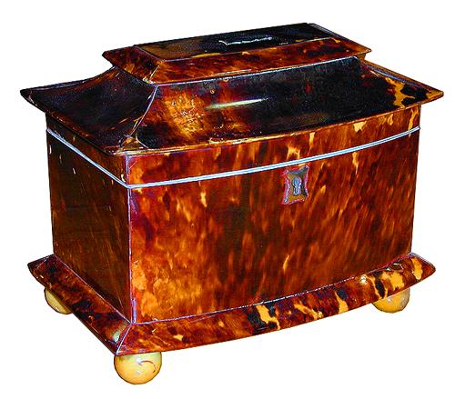 A 19th Century Pagoda Shaped English Tortoiseshell Tea Caddy No. 1136 A 19th Century Pagoda Shaped English Tortoiseshell Tea Caddy No. 1136