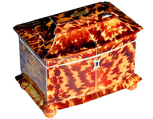 A 19th Century English Regency Tortoiseshell Tea Caddy No. 1120 A 19th Century English Regency Tortoiseshell Tea Caddy No. 1120