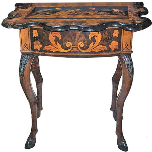 A Remarkable 17th Century Baroque Italian Lombardy Marquetry and Walnut Side Table No. 2835 A Remarkable 17th Century Baroque Italian Lombardy Marquetry and Walnut Side Table No. 2835