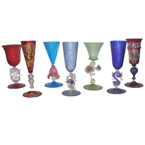 A Set of Seven Murano Crystal Stemware Goblets No. 2906 A Set of Seven Murano Crystal Stemware Goblets No. 2906