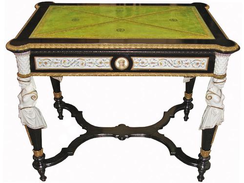 A 19th Century French Gilt Bronze and Porcelain Mounted Meuble de Style Table De Milieu No. 3235 A 19th Century French Gilt Bronze and Porcelain Mounted Meuble de Style Table De Milieu No. 3235