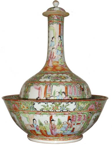 A 19th Century Famille Rose Chinese Porcelain Vase and Bowl No. 58 A 19th Century Famille Rose Chinese Porcelain Vase and Bowl No. 58