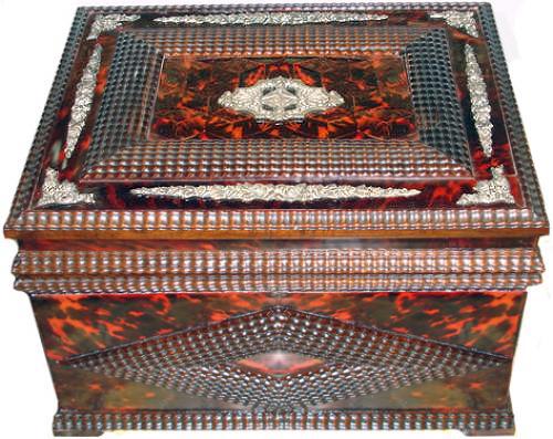 An Exceptionally Large 18th Century Portuguese Red Tortoiseshell and Silver Valuables Box No. 3430 An Exceptionally Large 18th Century Portuguese Red Tortoiseshell and Silver Valuables Box No. 3430