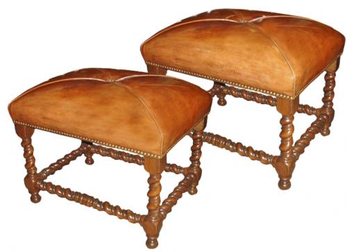 A Pair of 17th Century Italian Walnut Tabourets No. 3459 A Pair of 17th Century Italian Walnut Tabourets No. 3459