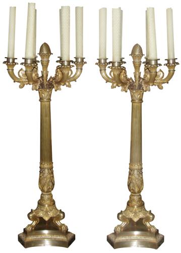 A Pair of 6-Light Pierre-Philippe Thomire (1751-1843) French Empire Gilt Bronze Candelabra No. 3636 A Pair of 6-Light Pierre-Philippe Thomire (1751-1843) French Empire Gilt Bronze Candelabra No. 3636