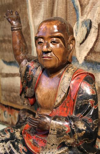 An 18th Century Polychromed Carved Wood Preaching Buddha No. 3775 An 18th Century Polychromed Carved Wood Preaching Buddha No. 3775