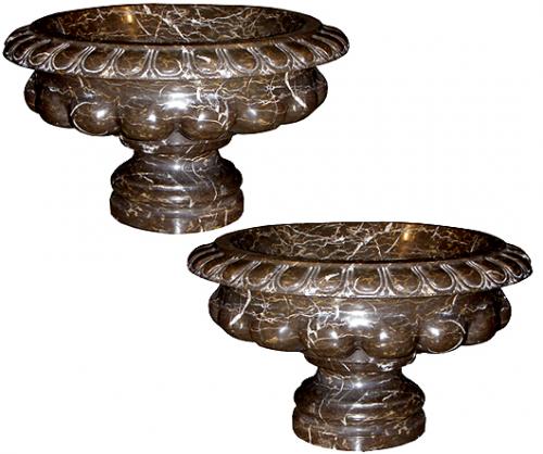 A Pair of Late 19th Century Italian Marble Tazzas No. 3808 A Pair of Late 19th Century Italian Marble Tazzas No. 3808