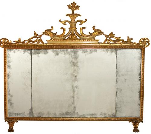 An 18th Century Italian Giltwood and Polychrome Sopraporta Mirror No. 3854 An 18th Century Italian Giltwood and Polychrome Sopraporta Mirror No. 3854