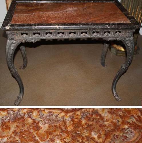 An Unusual 18th Century Italian Cast Iron Table with an Onyx and Marble Top No. 3894 An Unusual 18th Century Italian Cast Iron Table with an Onyx and Marble Top No. 3894