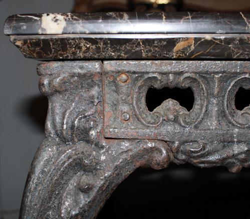 An Unusual 18th Century Italian Cast Iron Table with an Onyx and Marble Top No. 3894 An Unusual 18th Century Italian Cast Iron Table with an Onyx and Marble Top No. 3894