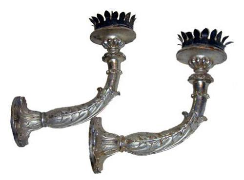 A Pair of Italian Silver Gilt 18th Century Louis XV Sconces No. 2265 A Pair of Italian Silver Gilt 18th Century Louis XV Sconces No. 2265