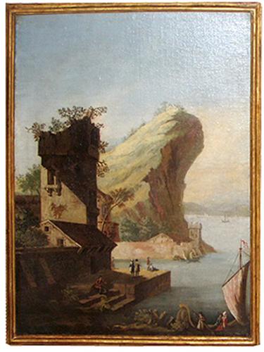 An 18th Century “Capriccio” Waterfront Landscape Oil Painting No. 3865 An 18th Century “Capriccio” Waterfront Landscape Oil Painting No. 3865