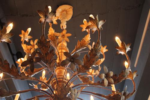 An 18th Century 20-Light Italian Giltwood, Parcel-Gilt Tole and Wrought Iron Chandelier No. 4306 An 18th Century 20-Light Italian Giltwood, Parcel-Gilt Tole and Wrought Iron Chandelier No. 4306