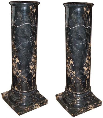 An Impressive Pair of 19th Century Italian Emperador Scuro Marble Columns 2484 An Impressive Pair of 19th Century Italian Emperador Scuro Marble Columns 2484