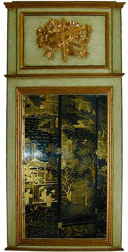 A French 18th Century Polychrome and Parcel-Gilt Trumeau Mirror No. 1856 A French 18th Century Polychrome and Parcel-Gilt Trumeau Mirror No. 1856