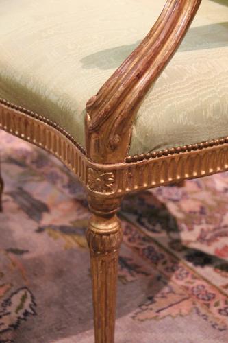 A Pair of 18th Century French Louis XVI Giltwood Oval Back Armchairs No. 135 A Pair of 18th Century French Louis XVI Giltwood Oval Back Armchairs No. 135