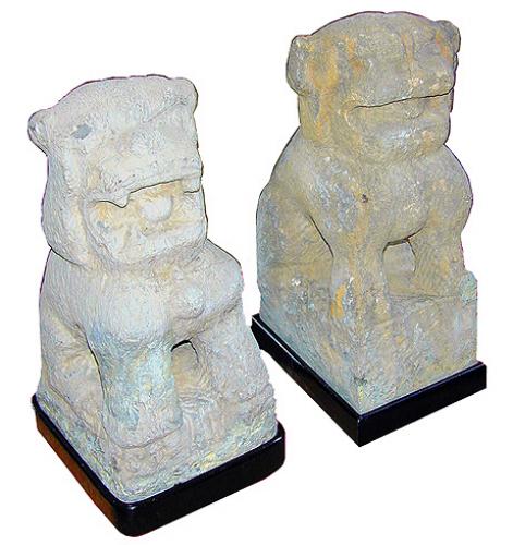 A Pair of 19th Century Asian Temple Fu Dogs No. 3012