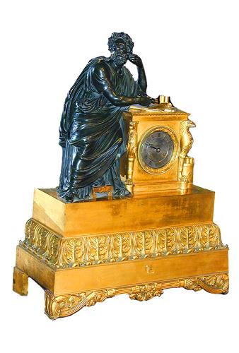 An Italian 19th Century Neoclassical Patinated and Gilt-Bronze Clock No. 1508