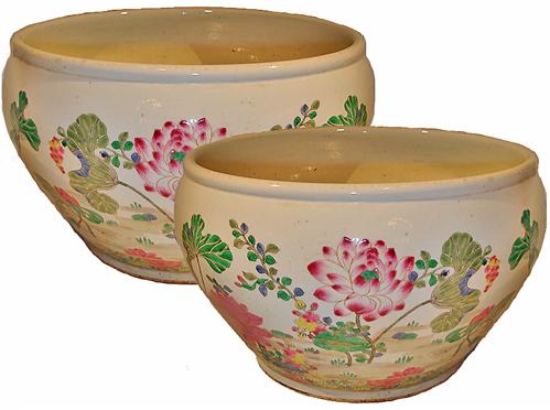 A Pair of Large 19th Century Famille Rose Chinese Porcelain Pots No. 2926