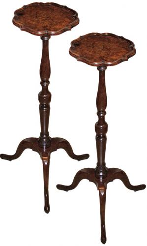 A Pair of 18th Century Mahogany and Pollard Oak Queen Anne Candle Stands/Side Tables No. 3609