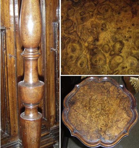 A Pair of 18th Century Mahogany and Pollard Oak Queen Anne Candle Stands/Side Tables No. 3609