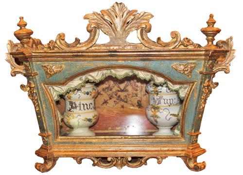 An 18th Century Italian Polychrome and Silvered Giltwood and Glass Rococo Vitrine No. 3705