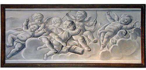 An Italian Grisaille Painting of Angelic Winged Putti No. 1152