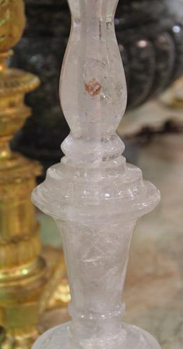 A Pair of Rock Crystal Candlesticks Now Converted into Table Lamps No. 4298