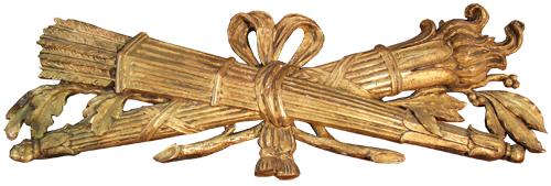 A 19th Century Italian Empire Giltwood Architectural Trophy Element No. 4425