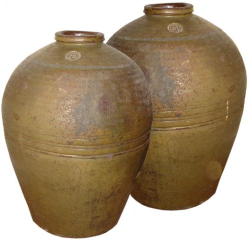 A Pair of 19th Century Green Glazed Burmese Water Jars No. 182