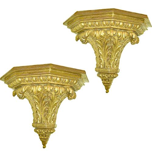 A Pair of 19th Century Italian Giltwood Sconces No. 403