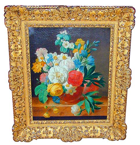 An Exquisite 18th Century Still Life Oil on Canvas signed Eliacet 1872