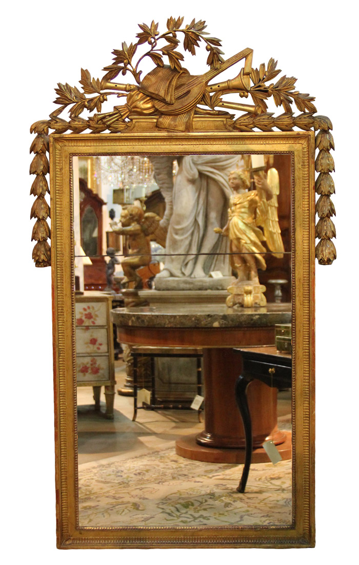 A Dramatic 18th Century French Louis XVI Carved Giltwood Mirror No. 1167