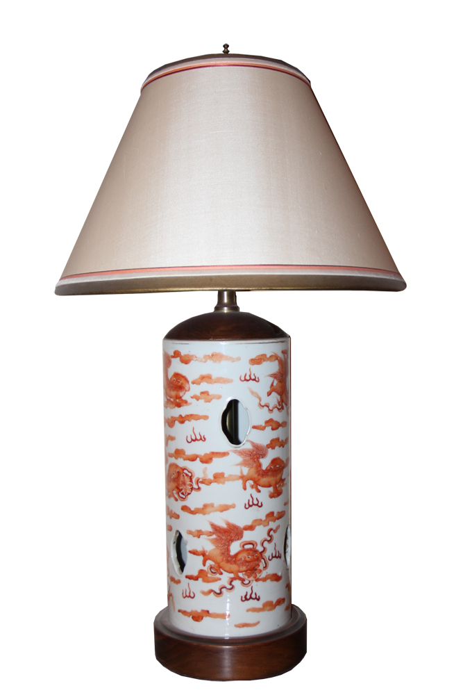 A 19th Century Chinese Porcelain Lamp with Fu Dog No. 134