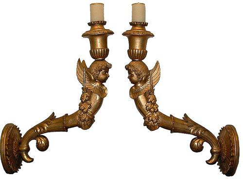 A Pair of 18th Century Italian Giltwood Sconces No. 2675