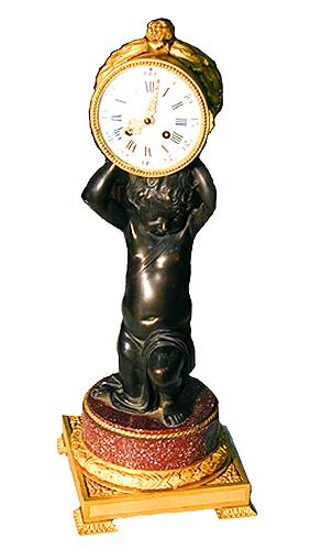 A 19th Century French Empire Patinated and Gilt-Bronze Clock No. 1510