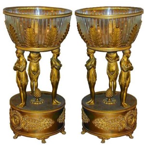 A Pair of 19th Century Italian Empire Style Gilt-Bronze Table Centerpieces No. 1506