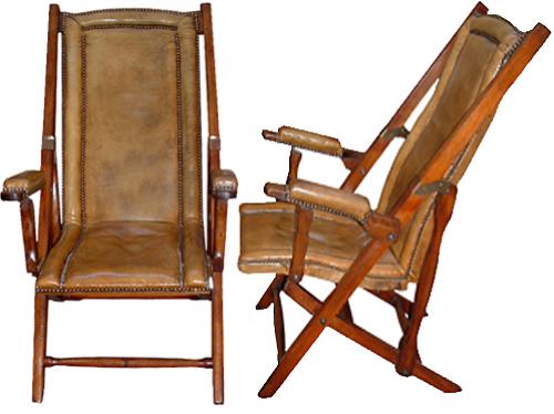 A Late 19th Century Anglo Indian Colonial Mahogany Folding Veranda Chair No. 2595