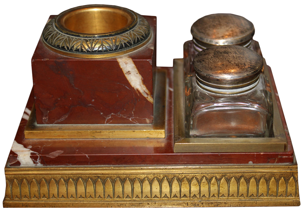 An Understated 19th Century Rosso Antico Inkwell No. 2495