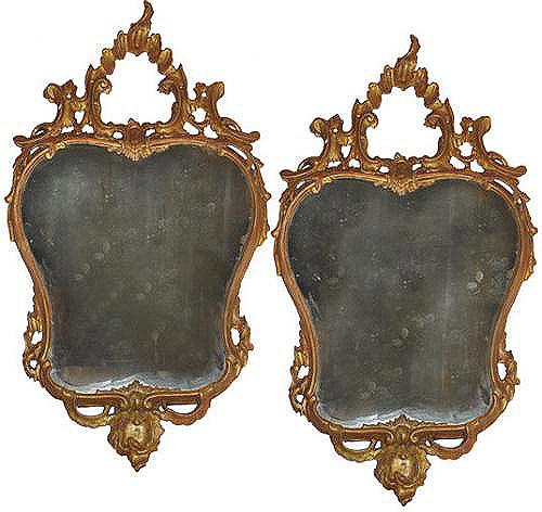 A Heart-Shaped Pair of 18th Century Italian Rococo Giltwood Mirrors No. 3516