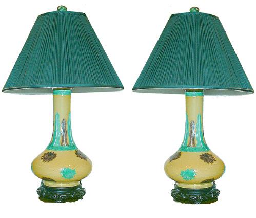 A Pair of Lamps Comprised of 19th Century Chinese Glazed Crackleware Urns No. 2525