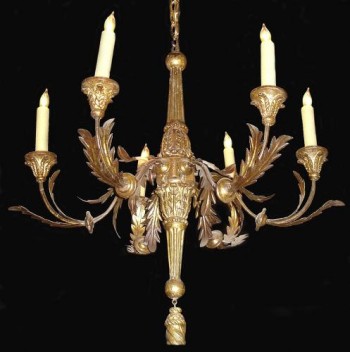 An 18th Century 6-light Giltwood and Gilded Metal Chandelier No. 3551