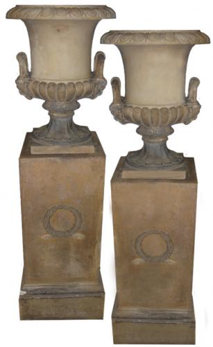 A Pair of Late 19th Century Terra Cotta "Borghese" Urns No. 3610