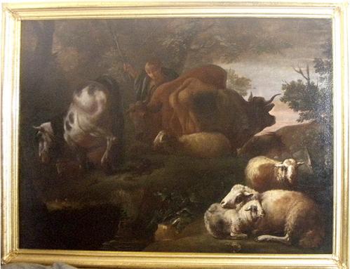 A Palazzo-Scaled 17th Century Old Master Oil on Canvas of a Pastoral Scene No. 3638