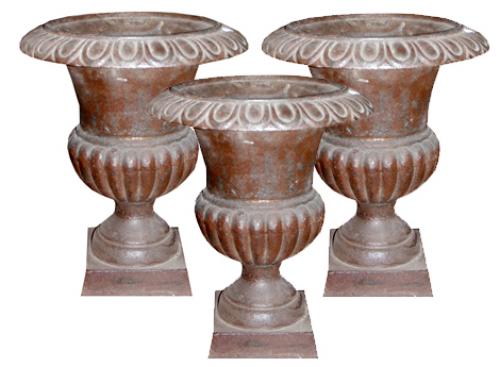 Set of Three 19th Century Italian Cast Iron Borghese Urns No. 3691