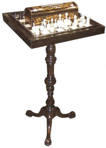 A 19th Century Bone and Ebony Chess Set No. 3689