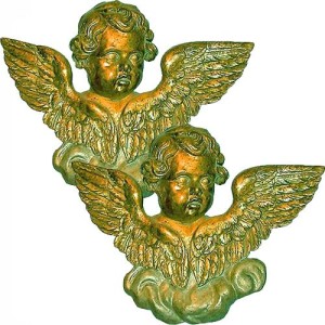 A Splendid Pair of 19th Century Italian Carved Winged Silver Gilt Putti Architectural Appliqués No. 26