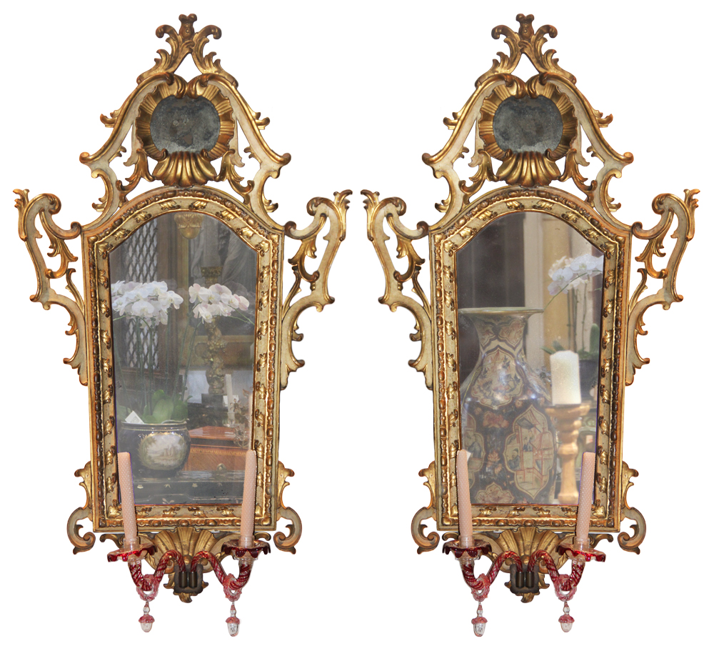 A Pair of Rococo Venetian Giltwood Mirrors No. 3176