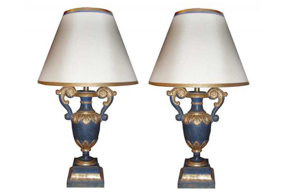 A Pair of Venetian Parcel-Gilt and Polychrome Baroque Style Urn Lamps No. 3436